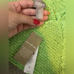 NWT Chicos Kimi Scoop Pullover Key Lime Green short sleeve sweater - size 0